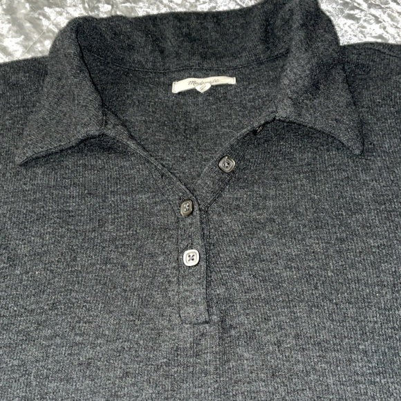 Madewell Women’s Charcoal Gray Polo Sweater - Super Soft Size Large - Picture 3 of 6